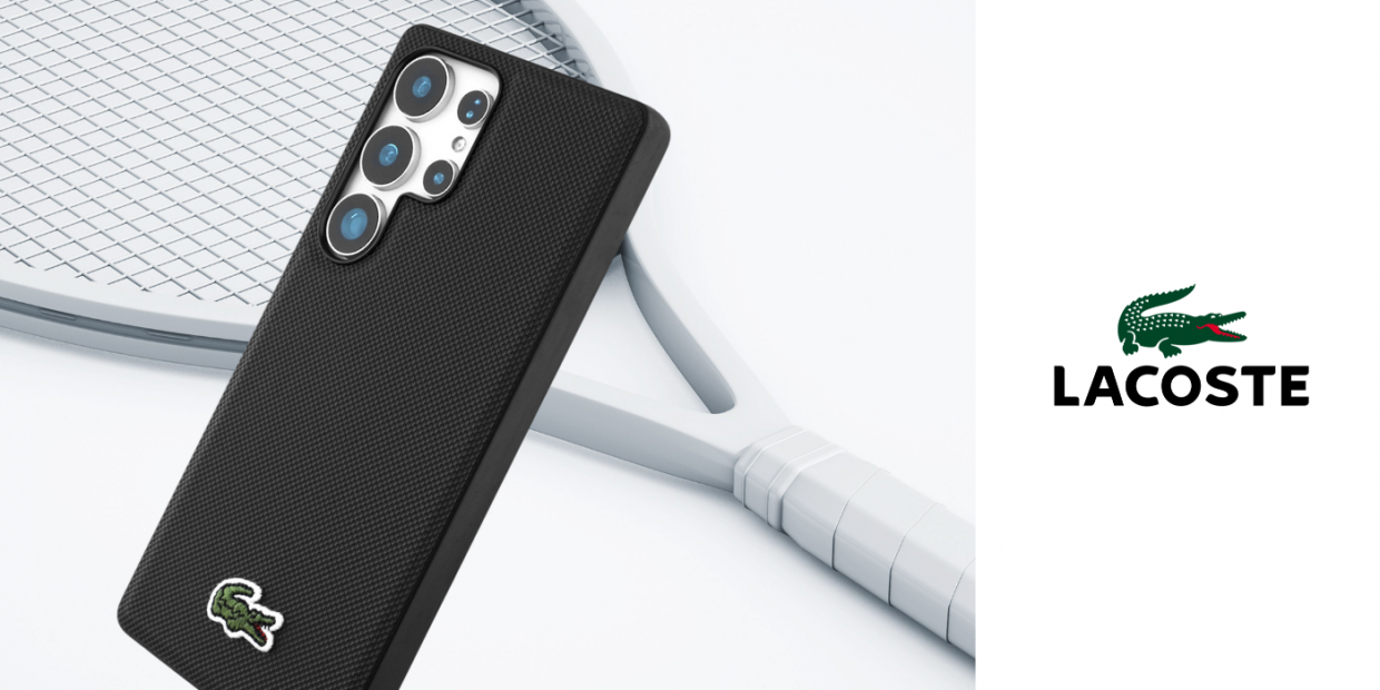 Carcasa Lacoste Iconic Petit Pique Woven Logo cu MagSafe compatibila cu Samsung Galaxy S25 Ultra, Negru 1 Lerato.ro