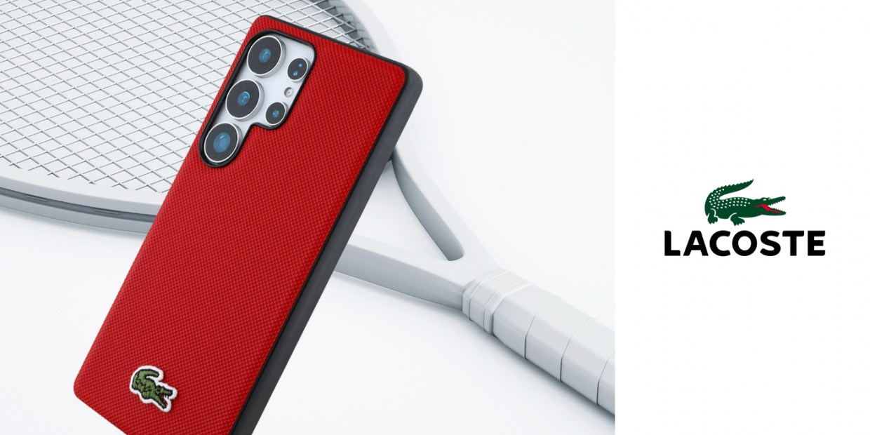 Carcasa Lacoste Iconic Petit Pique Woven Logo cu MagSafe compatibila cu Samsung Galaxy S25 Ultra, Rosu 1 Lerato.ro