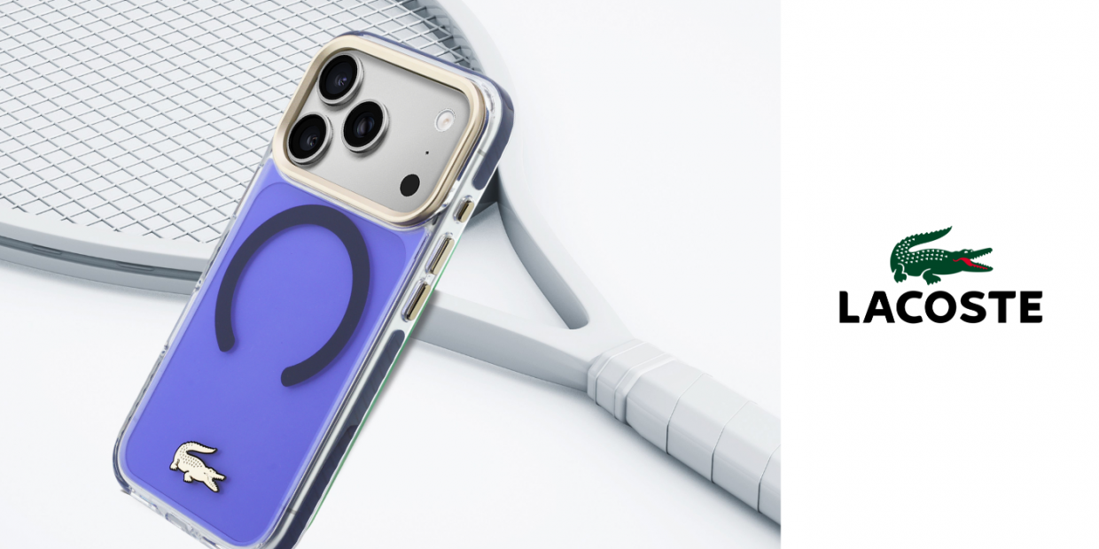 Carcasa Lacoste Shockproof Transparent Frosted Gold Logo cu MagSafe compatibila cu iPhone 17 Pro Max, Marine Blue 1 Lerato.ro