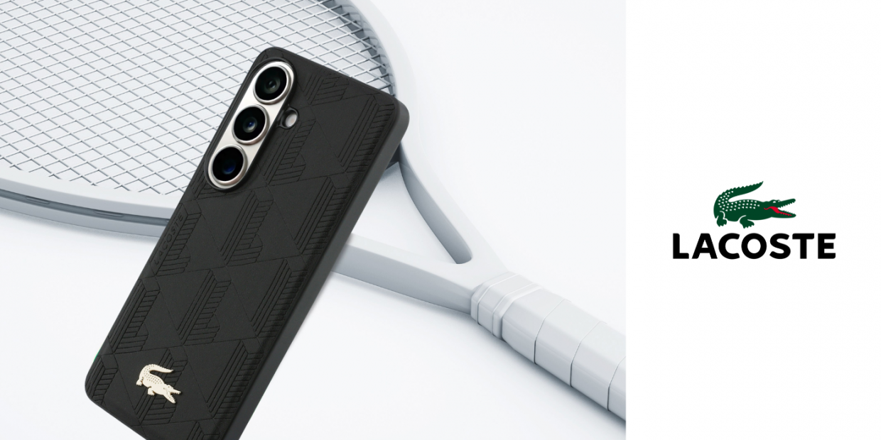 Husa Lacoste Nomograme Gold Logo cu MagSafe compatibila cu Samsung Galaxy S26, Negru 1 Lerato.ro