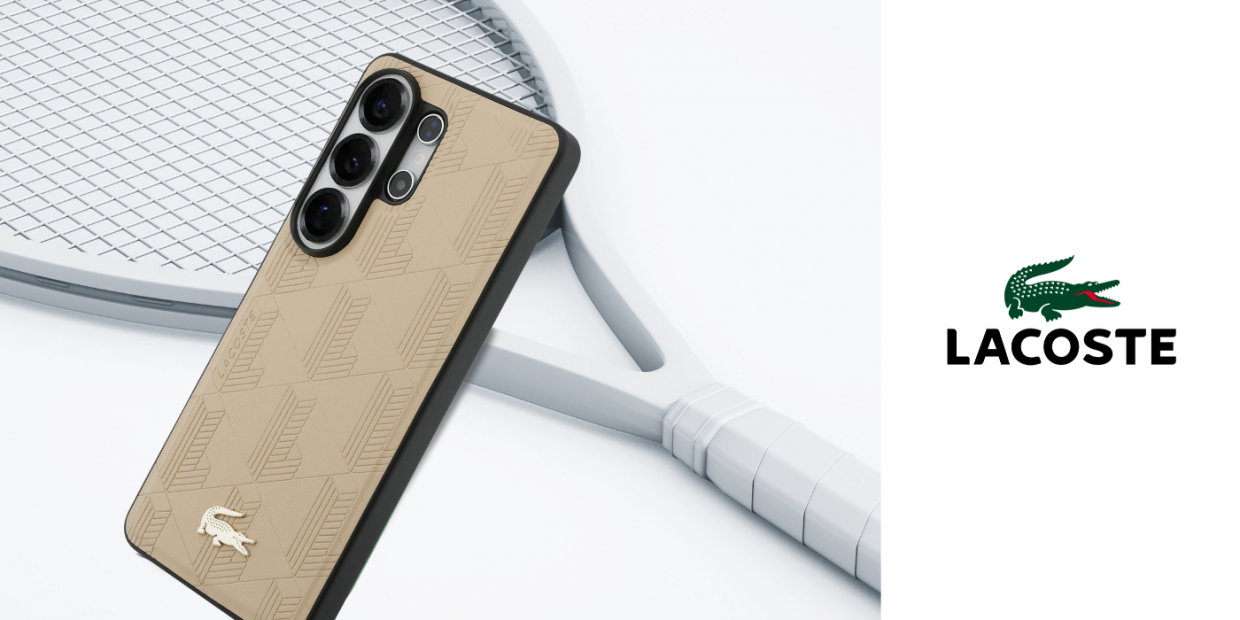 Husa Lacoste Nomograme Gold Logo cu MagSafe compatibila cu Samsung Galaxy S26 Ultra, Bej 1 Lerato.ro