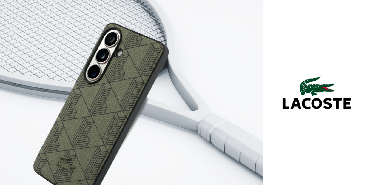 Husa Lacoste PVC Monogram The Blend cu MagSafe compatibila cu Samsung Galaxy S26, Khaki 1 Lerato.ro