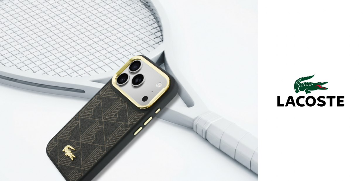 Husa Lacoste PVC Blend cu Stand compatibila cu iPhone 17 Pro Max, Maro 1 Lerato.ro