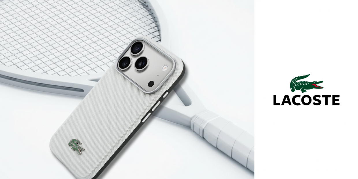 Husa Lacoste Semi Wrap Petit Pique cu MagSafe compatibila cu iPhone 17 Pro Max, Light Gray 1 Lerato.ro