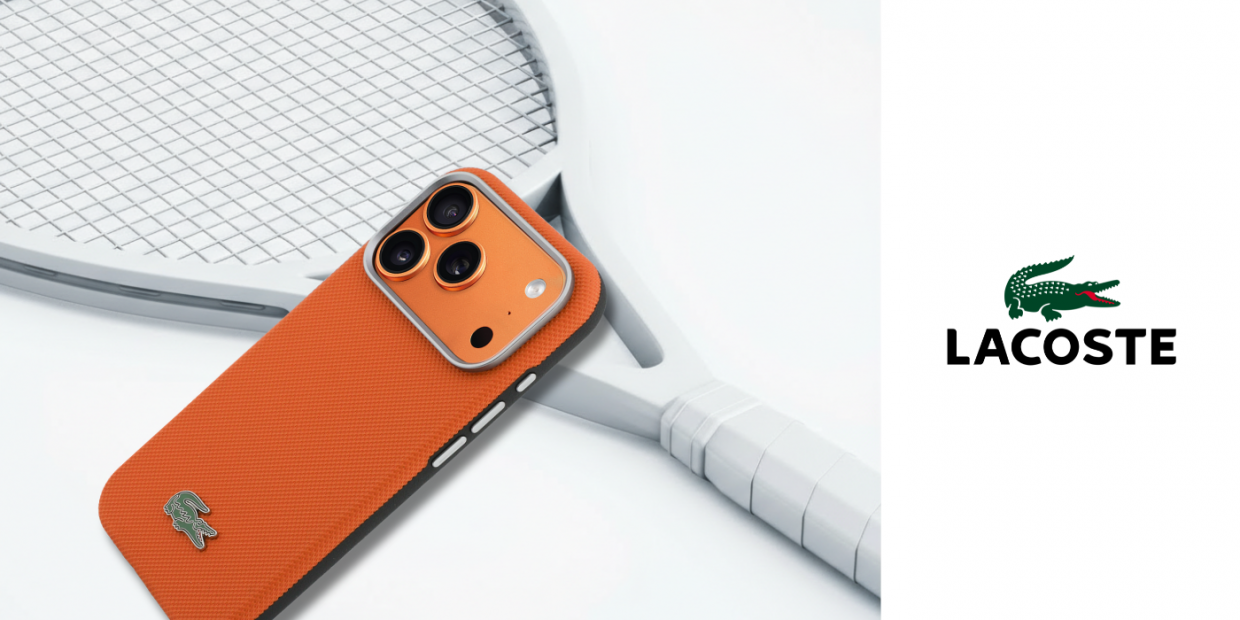 Husa Lacoste Semi Wrap Petit Pique cu MagSafe compatibila cu iPhone 17 Pro Max, Portocaliu 1 Lerato.ro