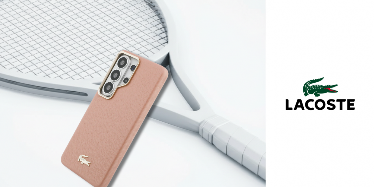 Carcasa Lacoste Champs Elysees Gold Logo cu MagSafe compatibila cu Samsung Galaxy S26 Ultra, Roz 1 Lerato.ro