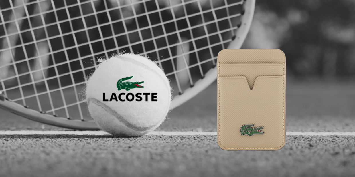 Portofel magnetic Lacoste Petit Pique, Compatibil MagSafe, Taupe 1 Lerato.ro