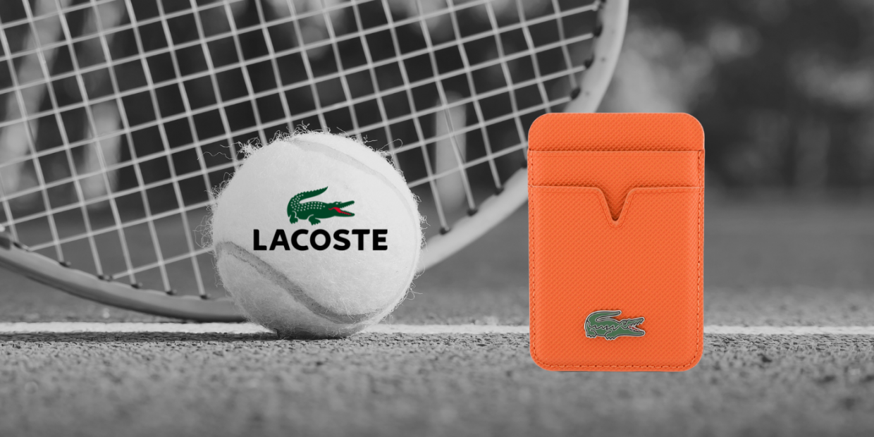 Portofel magnetic Lacoste Petit Pique, Compatibil MagSafe, Portocaliu 1 Lerato.ro