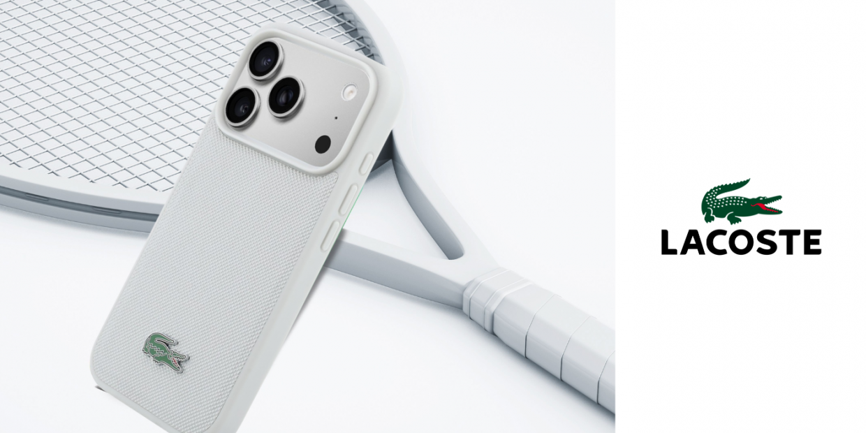 Husa Lacoste Petit Pique Lacquer Logo cu MagSafe compatibila cu iPhone 17 Pro, Light Grey 1 Lerato.ro