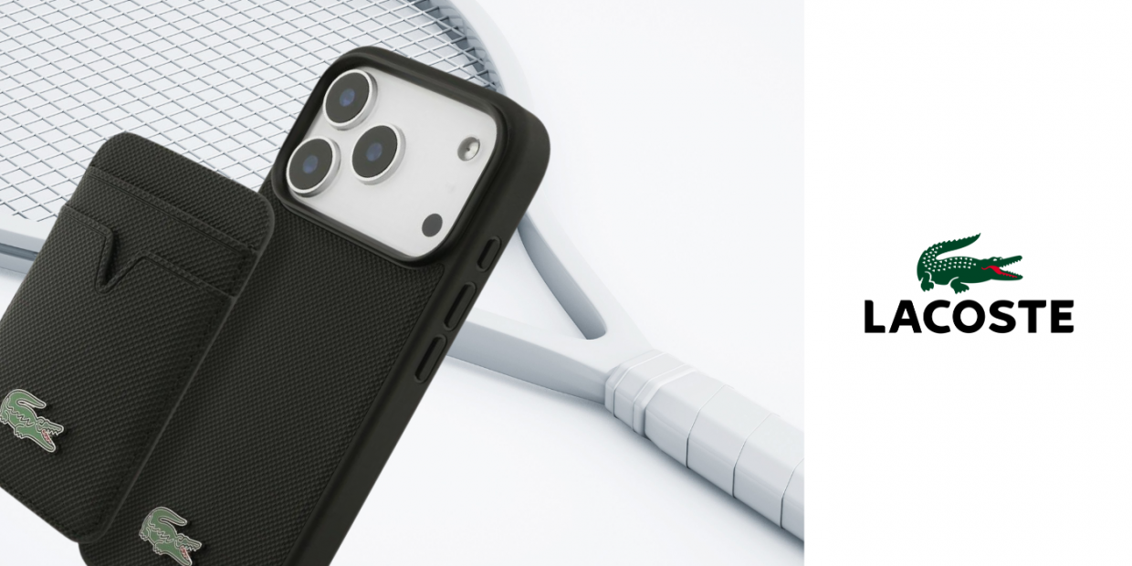 Husa Lacoste Petit Pique cu MagSafe si Portofel Magnetic compatibila cu iPhone 17 Pro, Negru 1 Lerato.ro