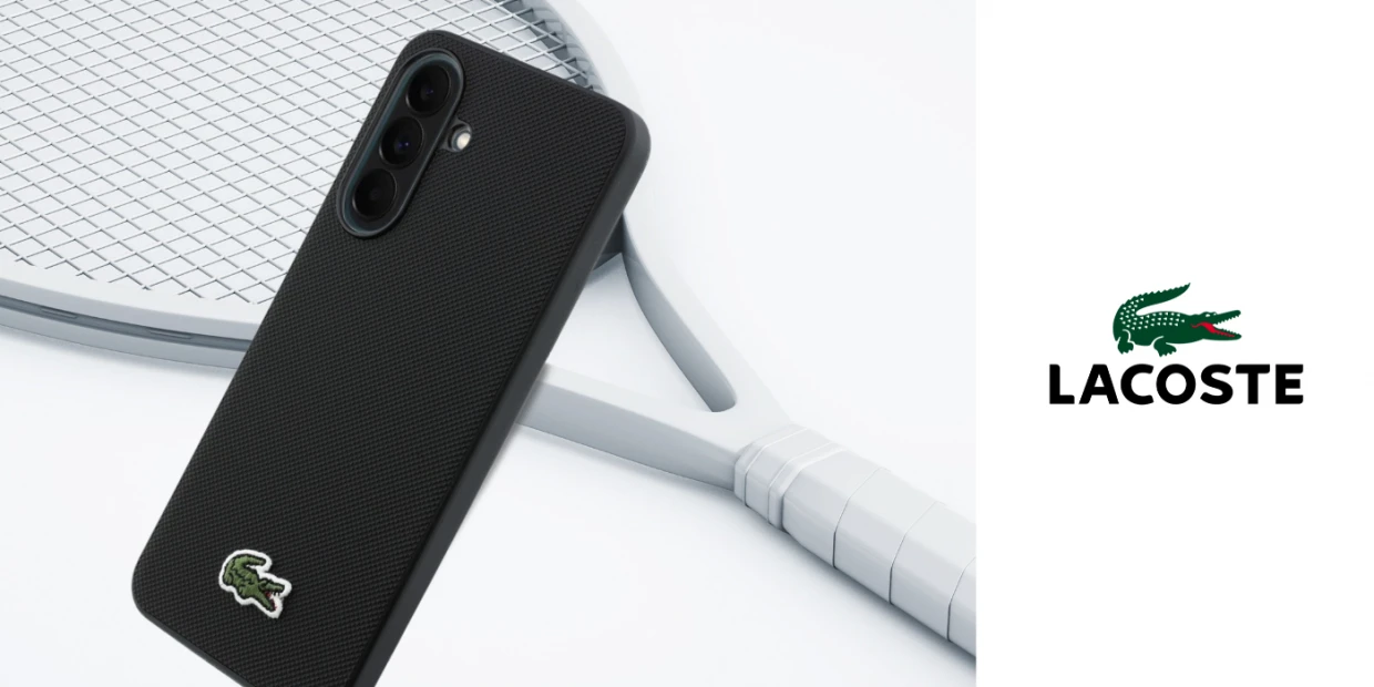 Carcasa Lacoste Iconic Petit Pique Woven Logo compatibila cu Samsung Galaxy A37 5G, Negru 1 Lerato.ro