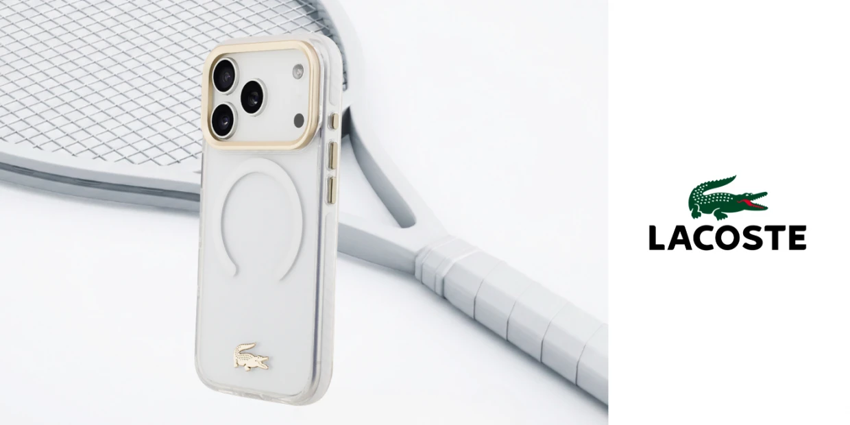 Husa Lacoste IML Shockproof Gold Logo cu MagSafe compatibila cu iPhone 18 Pro / 17 Pro, Transparent 1 Lerato.ro