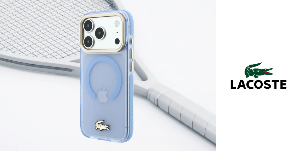 Husa Lacoste IML Shockproof Gold Logo cu MagSafe compatibila cu iPhone 18 Pro Max / 17 Pro Max, Albastru 1 Lerato.ro