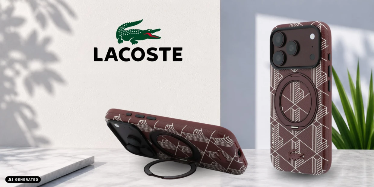 Husa Lacoste Blend Ring Stand cu MagSafe compatibila cu iPhone 18 Pro / 17 Pro, Burgundy 1 Lerato.ro
