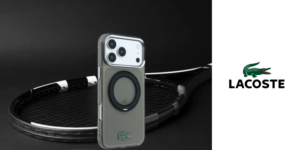 Husa Lacoste IML Glossy Finish Ring Stand cu MagSafe compatibila cu iPhone 18 Pro Max / 17 Pro Max, Negru 1 Lerato.ro