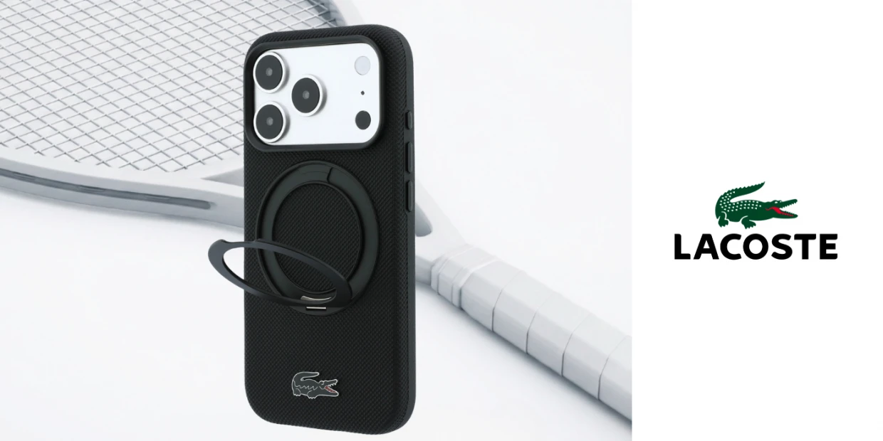 Husa Lacoste Petit Pique Ring Stand cu MagSafe compatibila cu iPhone 18 Pro / 17 Pro, Negru 1 Lerato.ro