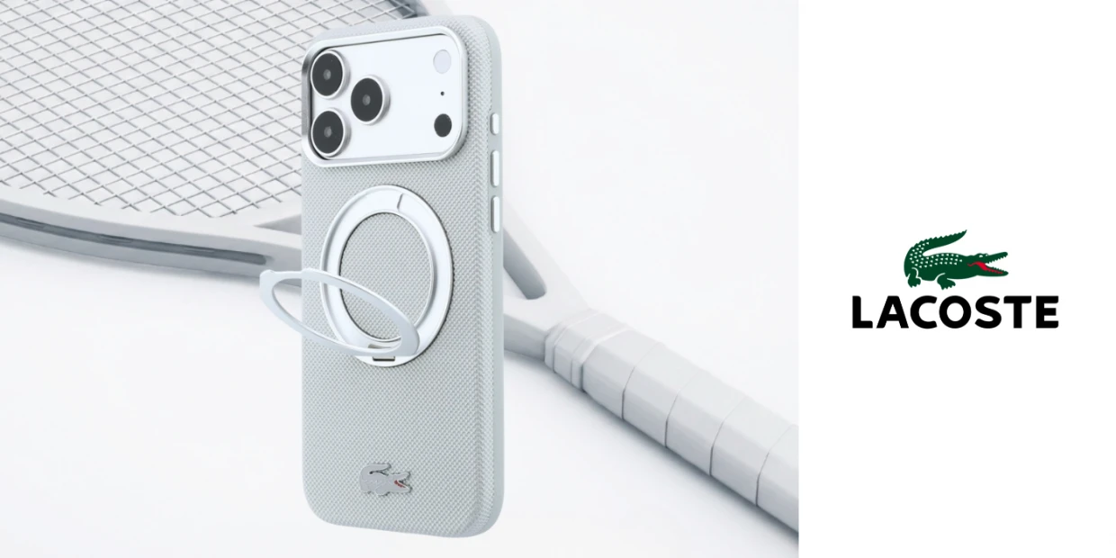 Husa Lacoste Petit Pique Ring Stand cu MagSafe compatibila cu iPhone 18 Pro / 17 Pro, Gri 1 Lerato.ro