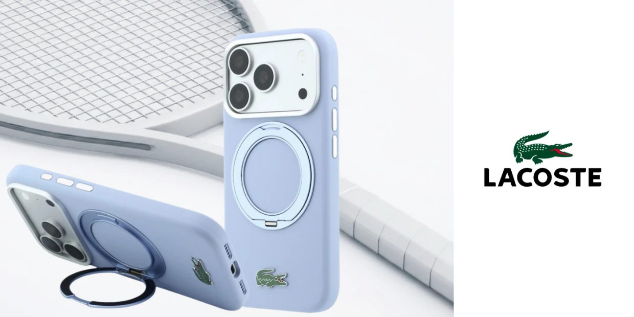 Husa Lacoste Silicone Ring Stand cu MagSafe compatibila cu iPhone 18 Pro Max / 17 Pro Max, Light Blue 1 Lerato.ro