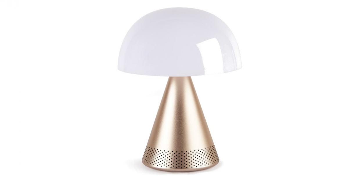 Lampa LED 2in1 Lexon Mina Audio L, Difizor 5W, Lumina cu 7 culori, Bluetooth, USB-C, Gold 1 Lerato.ro