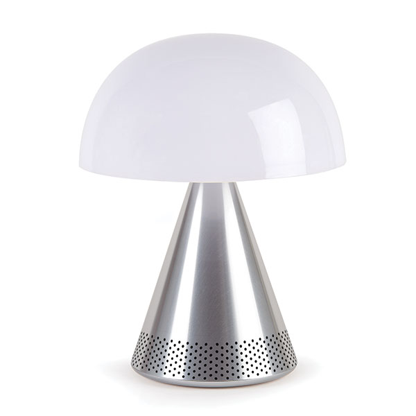Lampa LED Lexon Mina Audio L, Difuzor Bluetooth 5W, Autonomie 24h, USB-C, Silver 1 Lerato.ro