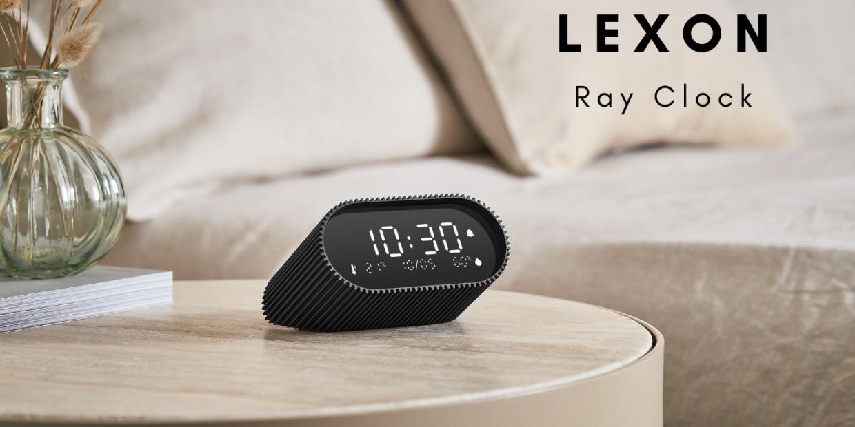 Ceas cu alarma Lexon Ray, Senzor Temperatura / Umiditate, Night Mode, Display Digital, USB-C, Silver 1 Lerato.ro