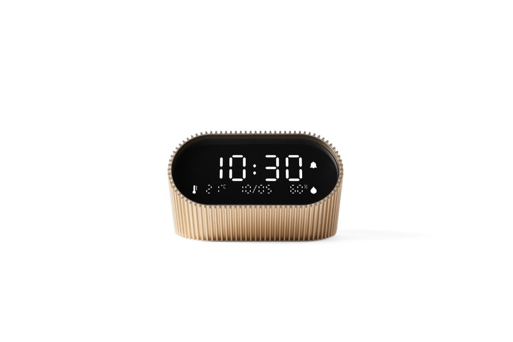 Ceas cu alarma Lexon Ray, Senzor Temperatura / Umiditate, Night Mode, Display Digital, USB-C, Gold 1 Lerato.ro