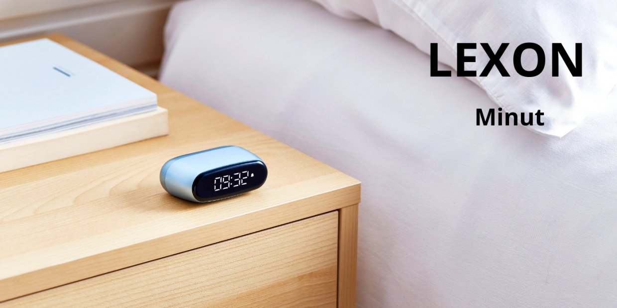 Ceas cu alarma Lexon Minut Mini, Snooze, Display Digital, Control tactil, 800mAh, USB-C, Silver 1 Lerato.ro