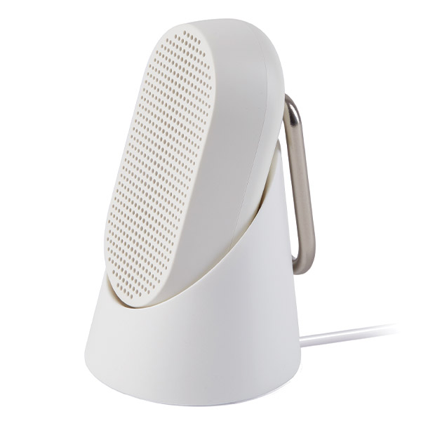 Boxa portabila wireless Lexon Mino T cu suport si carabina, 5W, Bluetooth 4.2, Autonomie 5h, 800mAh, USB-C, IPX4, Alb 1 Lerato.ro