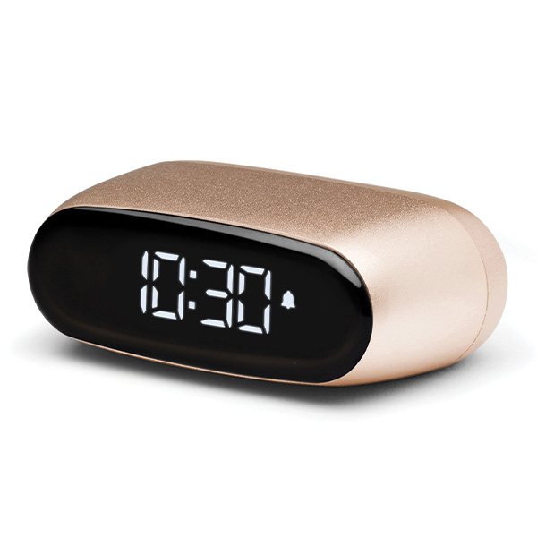 Ceas cu alarma Lexon Minut Mini, Snooze, Display Digital, Control tactil, 800mAh, USB-C, Gold 1 Lerato.ro