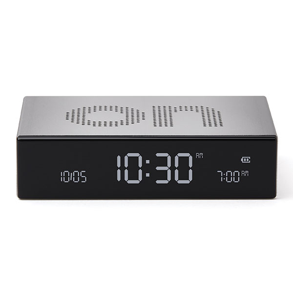 Ceas cu alarma Lexon Flip Premium, Snooze, Display Digital, Luminozitate ajustabila, USB-C, Silver 1 Lerato.ro