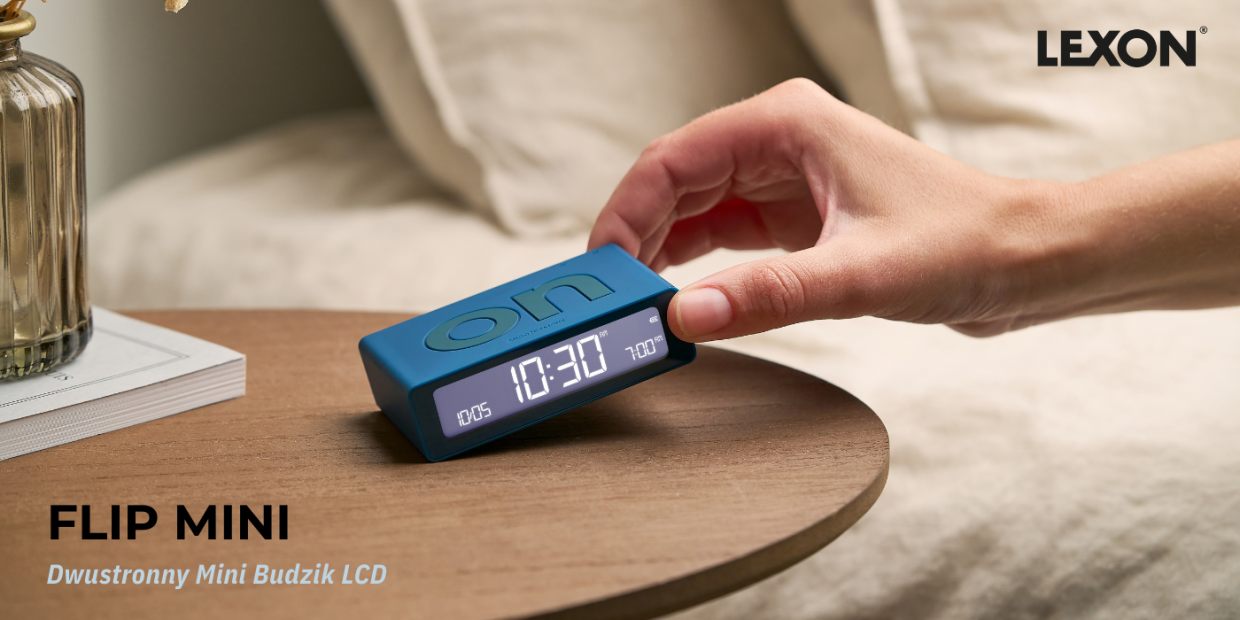 Ceas cu alarma Lexon Flip Mini, Display Digital, Autonomie 6 luni, USB-C, Duck Blue 1 Lerato.ro