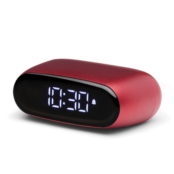 Ceas cu alarma Lexon Minut Mini, Snooze, Display Digital, Control tactil, 800mAh, USB-C, Dark Red 1 Lerato.ro