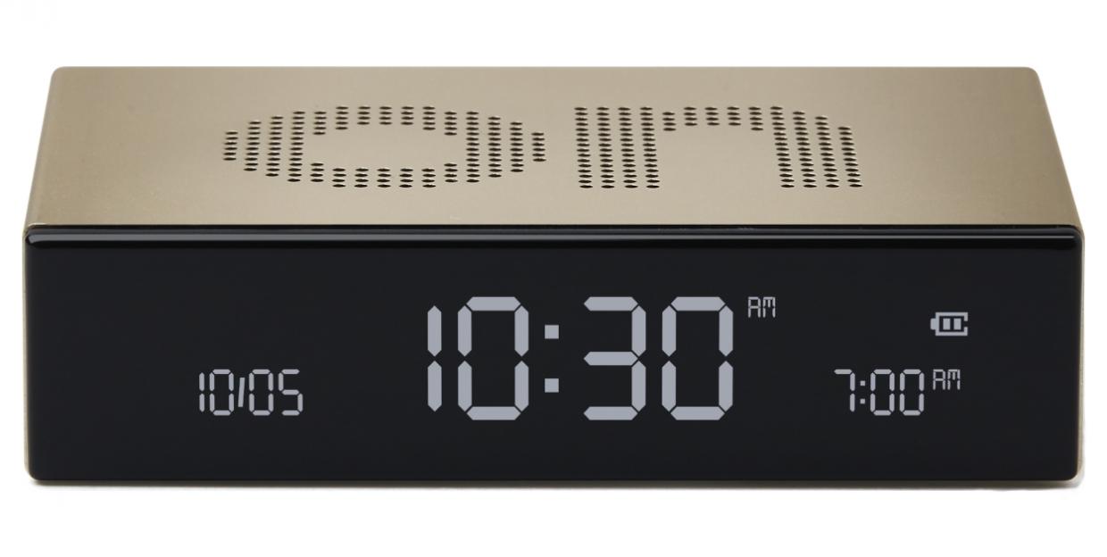 Ceas cu alarma Lexon Flip Premium, Snooze, Display Digital, Luminozitate ajustabila, USB-C, Gold 1 Lerato.ro