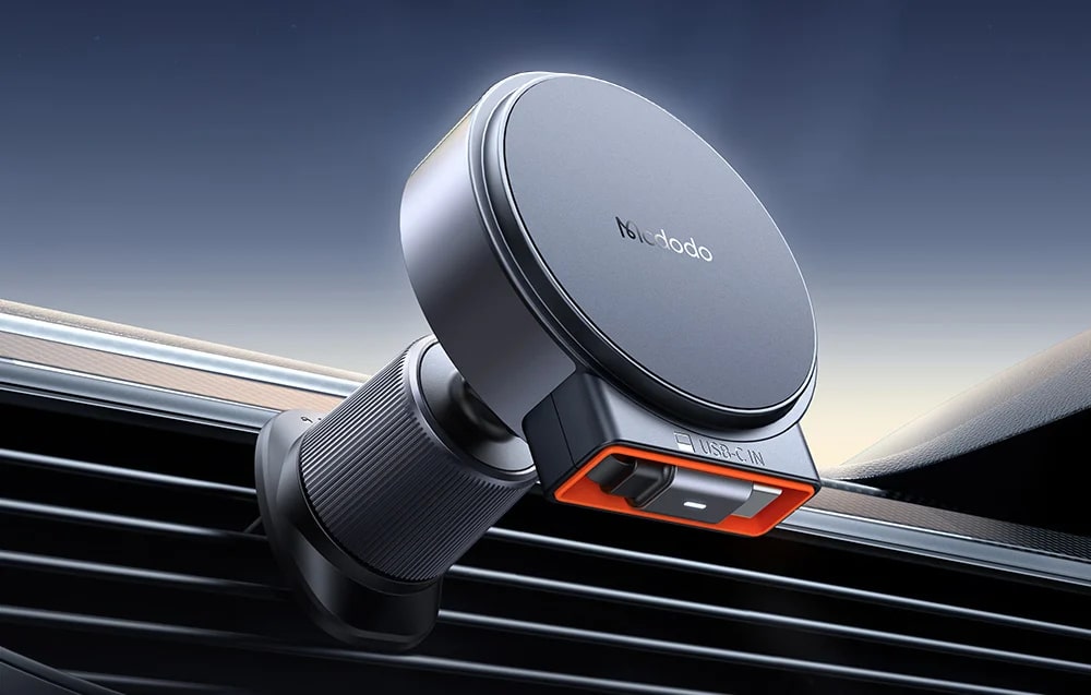 Suport auto Mcdodo CH-3000, Air Vent Mount, Incarcare Wireless 15W, Cablu USB-C 1m, Negru 1 Lerato.ro