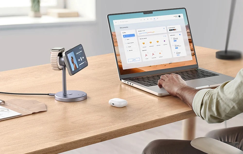 Statie de incarcare 3 in 1 Mcdodo CH-2462, Wireless Quick Charge, 15W, Incarcator retea 33W inclus, Argintiu 1 Lerato.ro