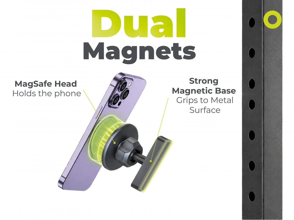 Suport telefon Mobile Origin Fitness OT1, Compatibil MagSafe, Rotire 360 grade, Negru 1 Lerato.ro