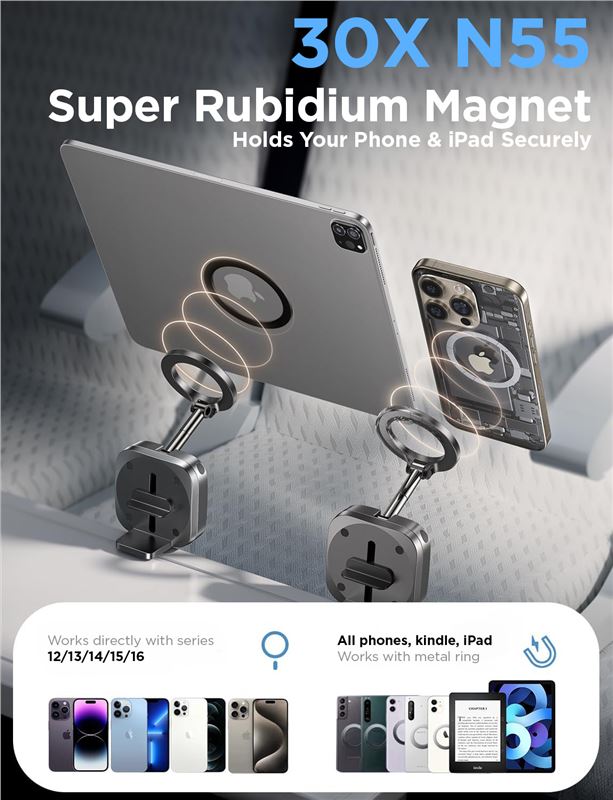 Suport portabil Mobile Origin Travel, Compatibil MagSafe, Rotire 360 grade, Gri inchis 1 Lerato.ro