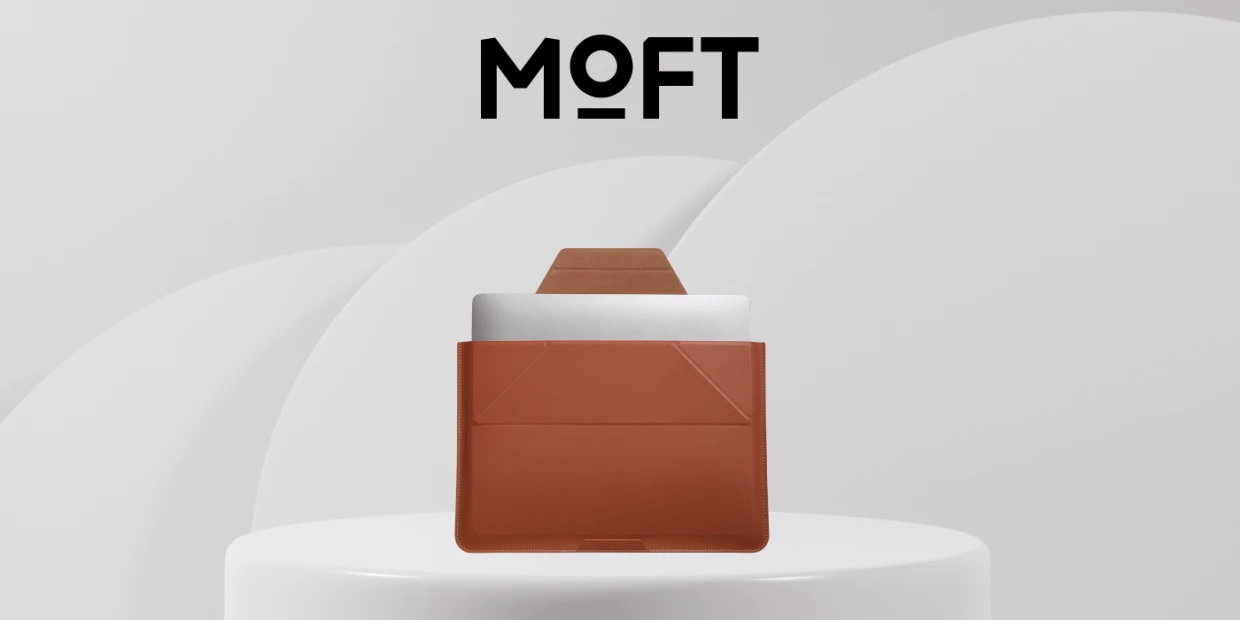 Husa din piele ecologica Moft compatibila cu laptop 14 inch, Functie de suport, Maro 1 Lerato.ro