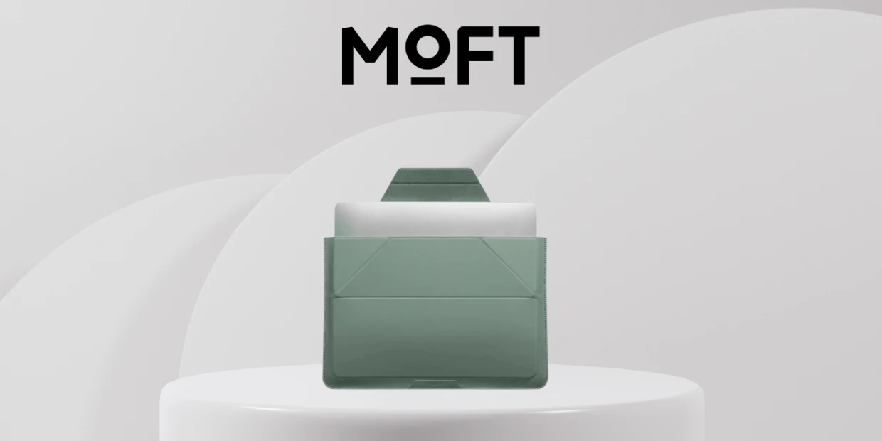 Husa din piele ecologica Moft compatibila cu laptop 14 inch, Functie de suport, Light Green 1 Lerato.ro
