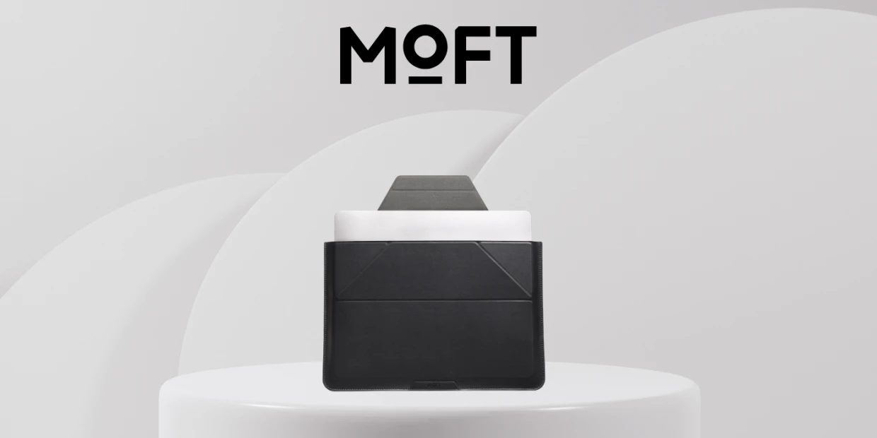 Husa din piele ecologica Moft compatibila cu laptop 14 inch, Functie de suport, Negru 1 Lerato.ro