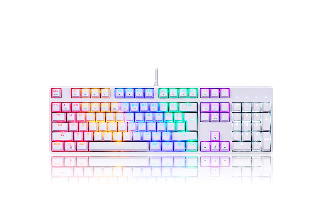Tastatura gaming mecanica Motospeed CK107 cu fir de 1.6m, conexiune USB, iluminat RGB, Switch-uri Red, Alb 1 Lerato.ro
