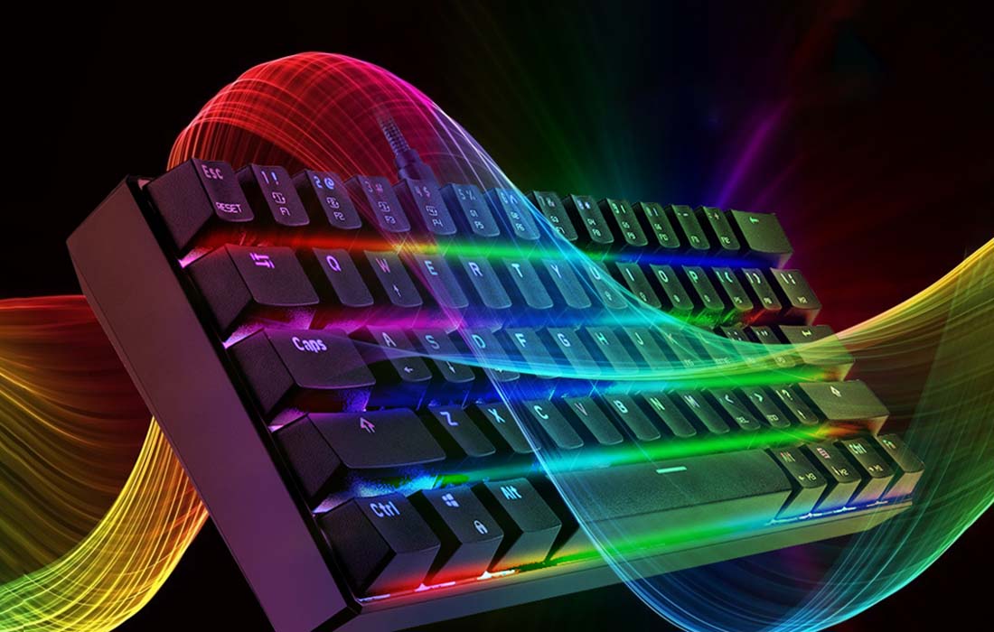 Tastatura gaming mecanica Motospeed CK61 cu fir de 1.5m, conexiune USB, iluminat RGB, Switch-uri Outemu Blue, Negru 1 Lerato.ro