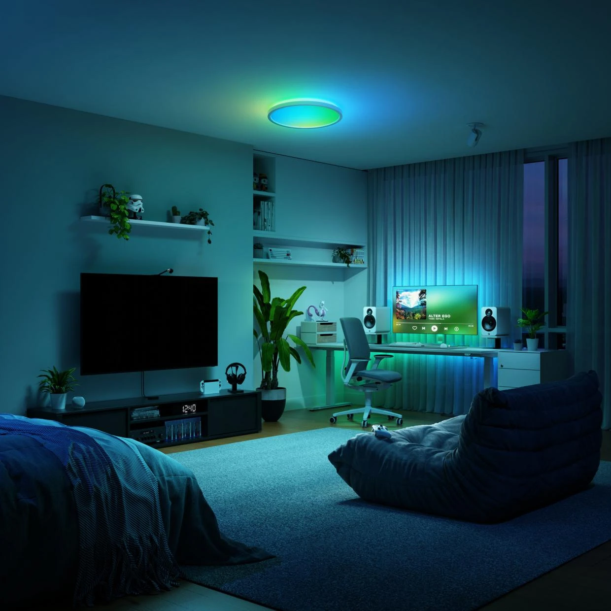 Plafoniera LED Smart Nanoleaf, RGB, 2600lm, 2200K-6500K, Control aplicatie / vocal, Alb 1 Lerato.ro