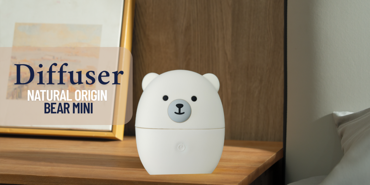 Umidificator aer Natural Origin Mini Bear, Functie de aromatizor, 80ml, 2600mAh, Autonomie 4h, Alb 1 Lerato.ro