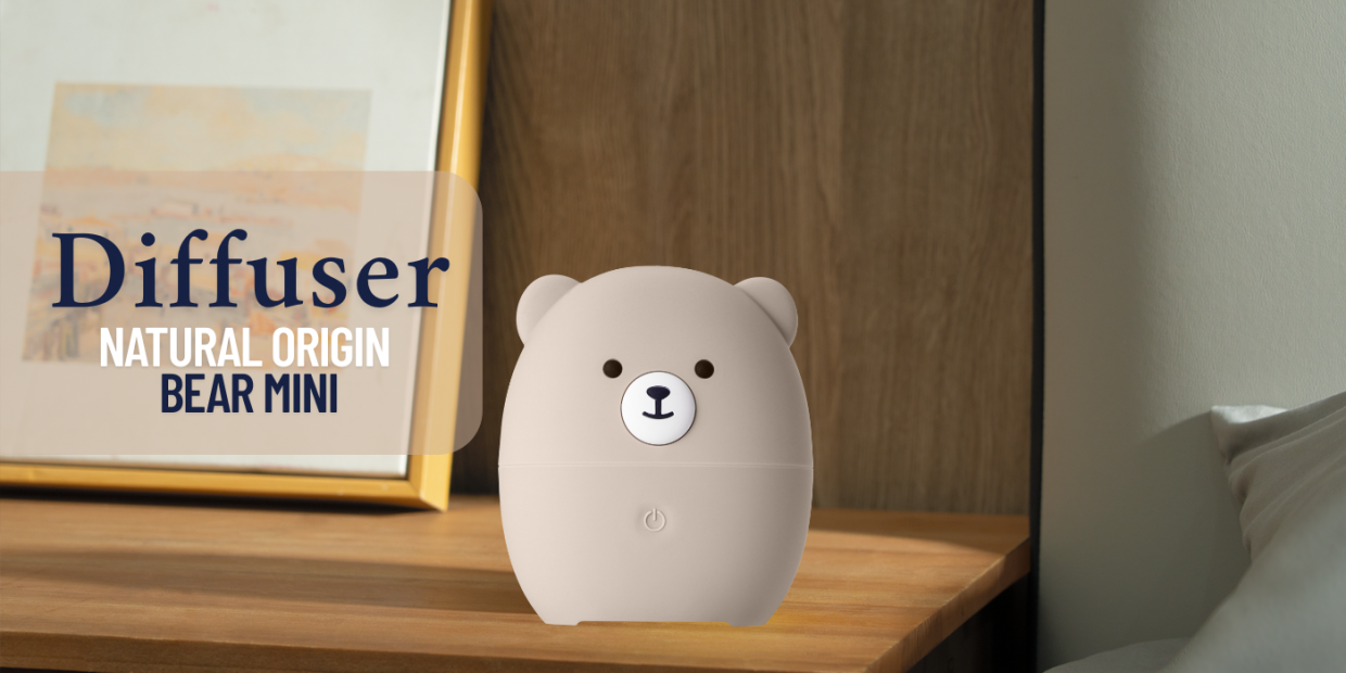 Umidificator aer Natural Origin Mini Bear, Functie de aromatizor, 80ml, 2600mAh, Autonomie 4h, Gri 1 Lerato.ro