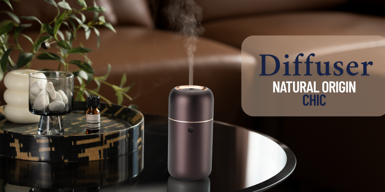 Umidificator aer Natural Origin Chic, Functie de aromatizor, 85ml, 2550mAh, Autonomie 3h, Negru 1 Lerato.ro