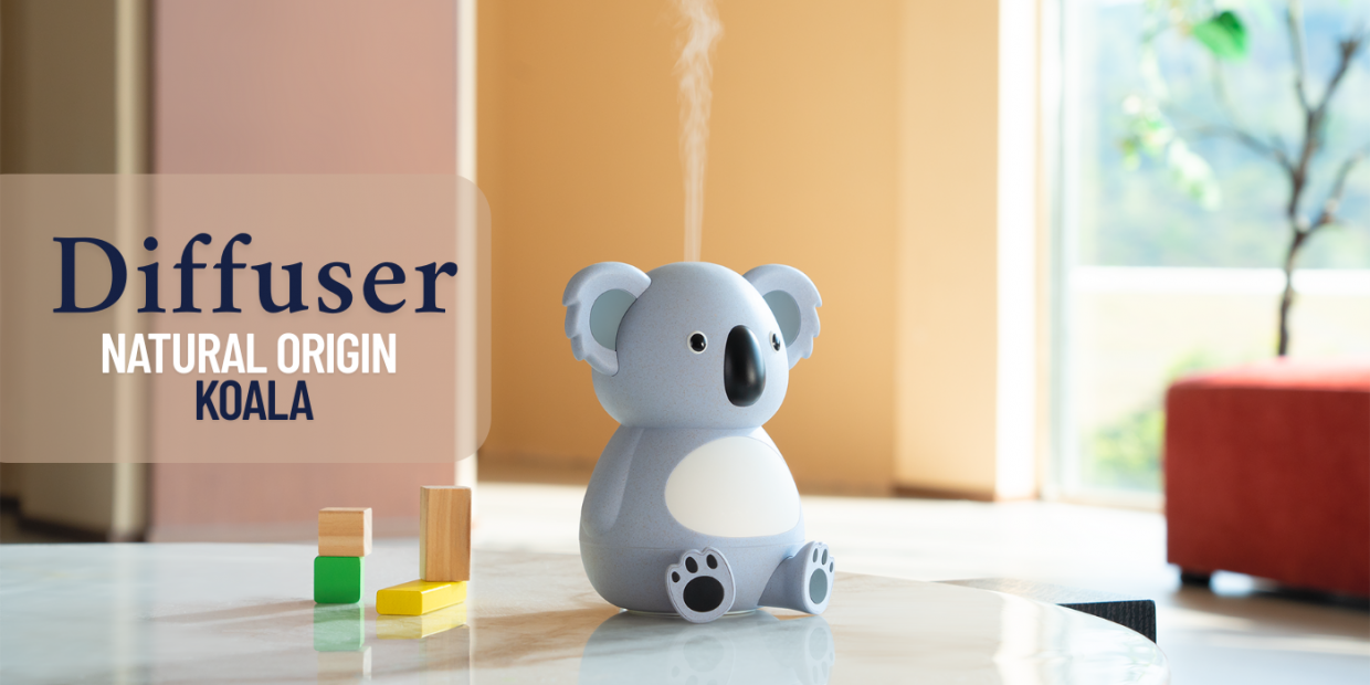 Umidificator aer Natural Origin Koala, Functie de aromatizor, 90ml, Autonomie 4h, Gri 1 Lerato.ro