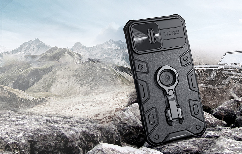 Carcasa Nillkin CamShield Armor Pro compatibila cu iPhone 14 Pro, Negru 1 Lerato.ro
