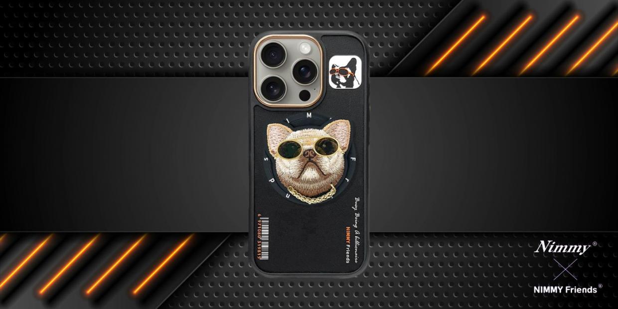 Carcasa Nimmy Glasses Cool Dog cu MagSafe compatibila cu iPhone 16 Pro Max, Negru 1 Lerato.ro