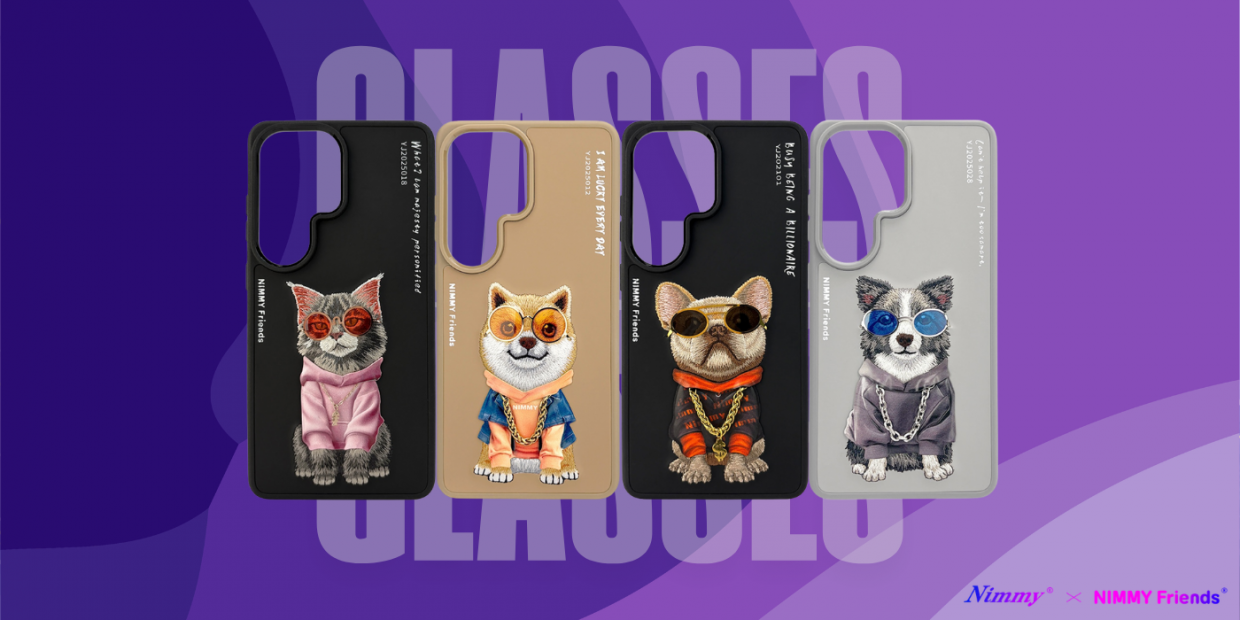 Carcasa Nimmy Glasses Cool Dog compatibila cu Samsung Galaxy S26 Ultra, Gri 1 Lerato.ro